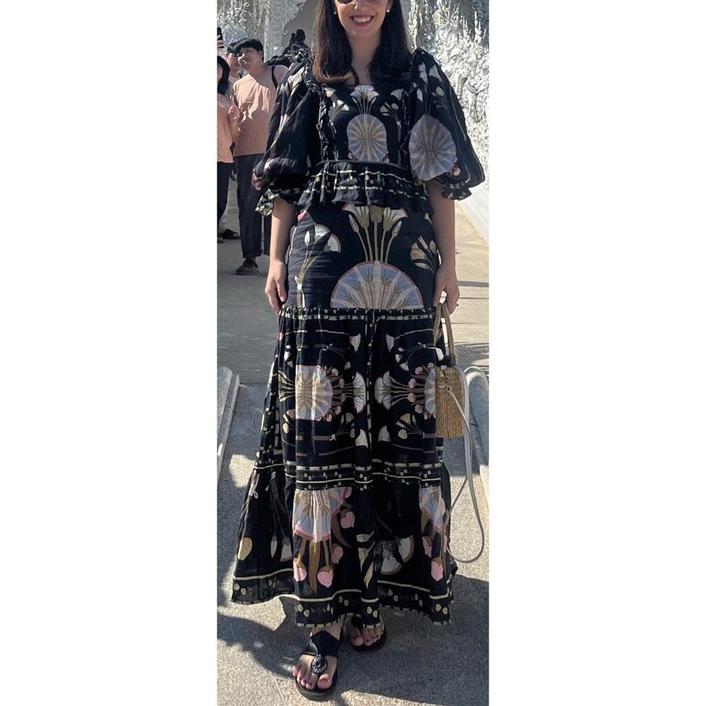 LUG VON SIGA Black Daphne Printed Linen Top Size 36